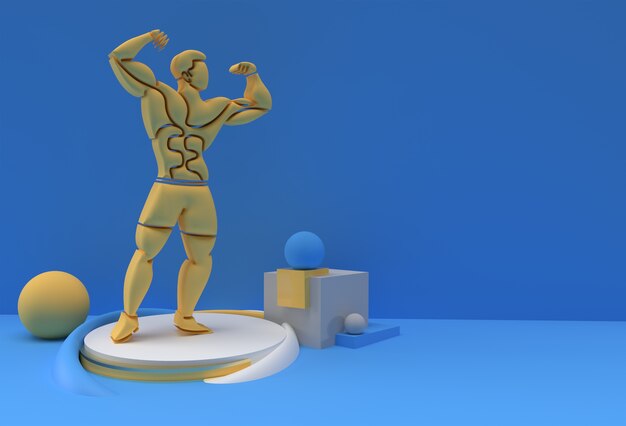 Sport et activité de musculation 3D Illustration de dessin d'art de rendu 3D.