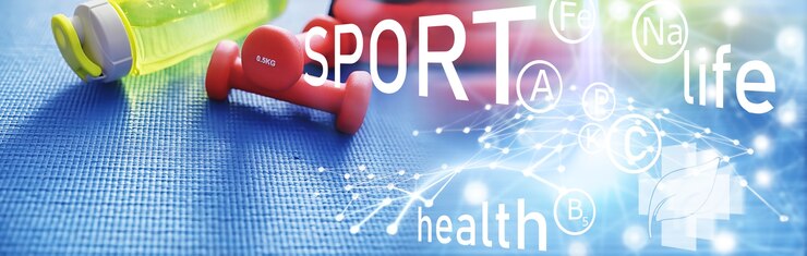 Photo sport et mode de vie sain. accessoires pour le sport. tapis de yoga haltère et corde à sauter. contexte sportif avec concept d'exercices à domicile.