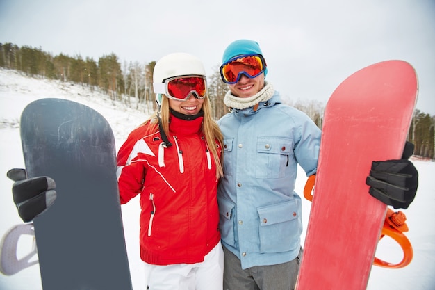 sportif activité chum couple snowboarder