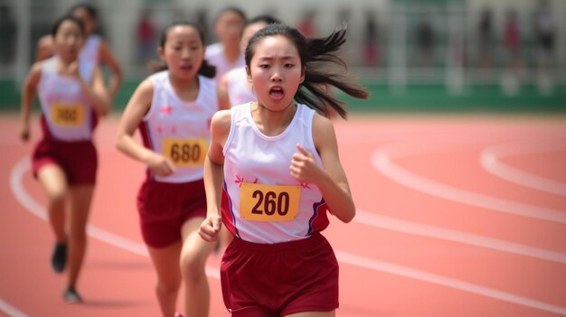 Photo une sportive qui court sur une piste