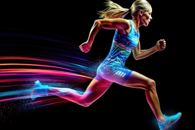 Sports Background Publicité concept de vie sportive sentier coloré et dynamique derrière le sprinter