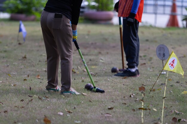 Photo sports woodball une façon de pratiquer un sport comme le golf