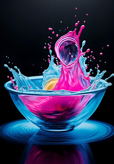 Spray d'eau Réalisme vibrant en cyan foncé et rose