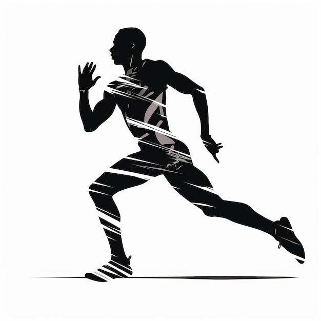 Photo sprint pour la gloire une silhouette verticale en noir et blanc d'athlètes africains entrelacés