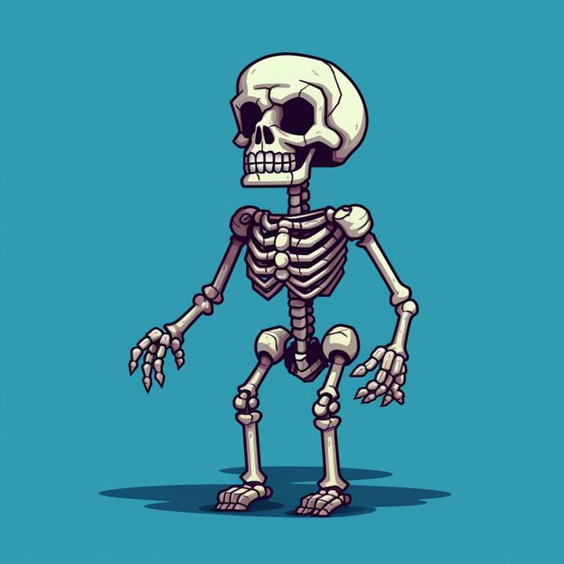 Photo squelette de dessin animé avec un bras cassé et une jambe cassée