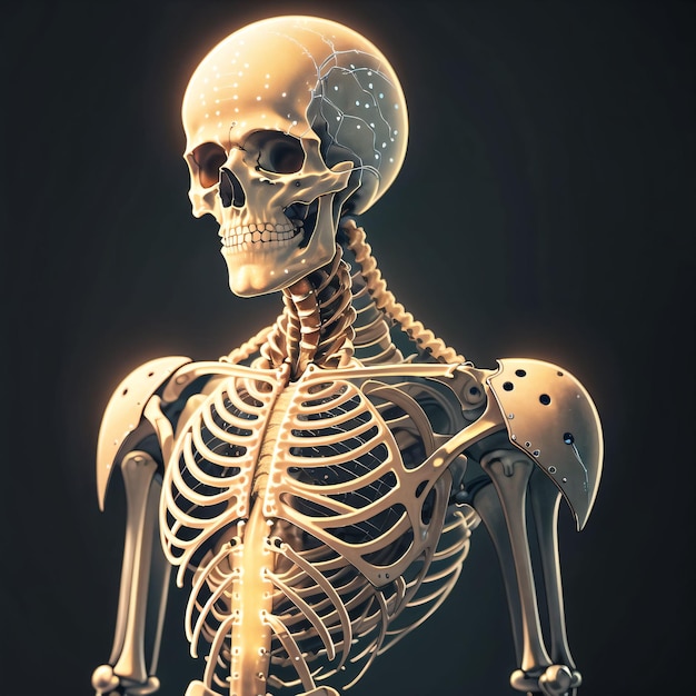 Un squelette avec un fond noir