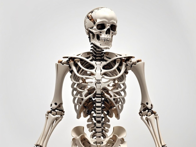 Squelette humain sur un fond blanc