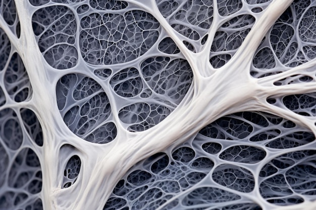 Photo squelette humain de tissu osseux sous la structure de cellules de microscope fond de biologie de science médicale