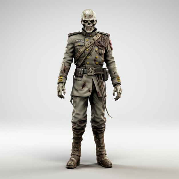 Squelette sculpté hyperréaliste Scifi Zombie Master Warrant Officer 3d