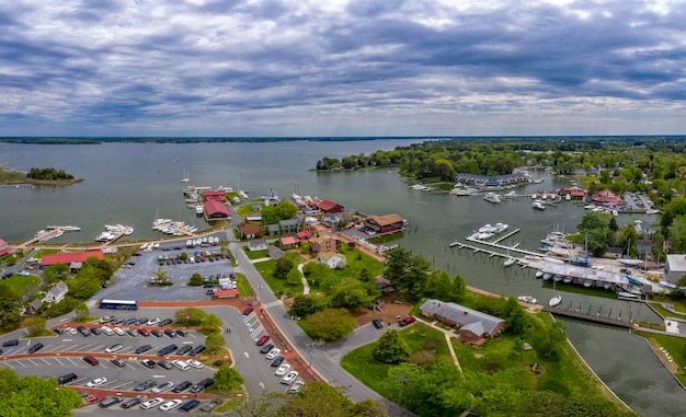 St Michaels Maryland vue aérienne de la baie de Chespeake panorama