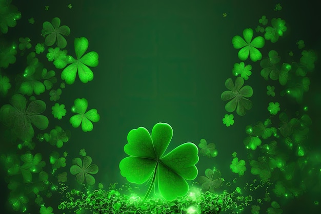 St Patrick's Day Lucky Charm Shamrock Irish green abstract bokeh background for happy st patrick's day celebration background design