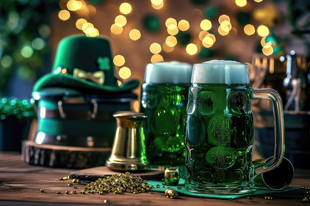 St Patricks Day avec de la bière verte