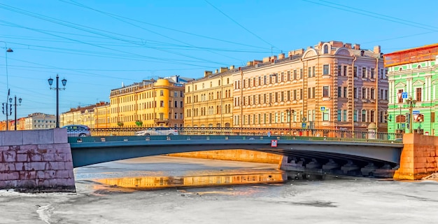 St Petersburg Russie Pont Leshtukov Sur La Rivière Fontanka