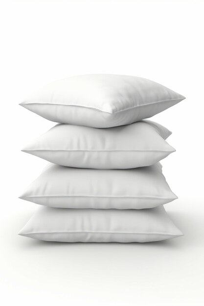 Photo stack of pillows on white background generative ai