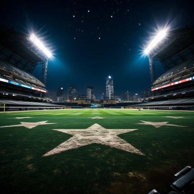 Un stade de baseball avec le ciel nocturne