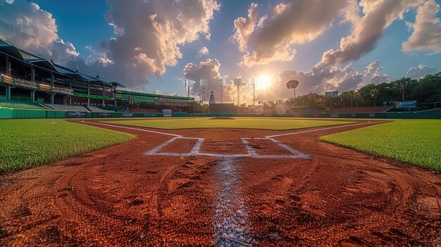 Stade de baseball génératif avec terrain de jeu en herbe verte