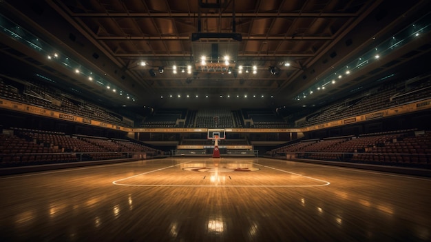 Stade de basket illuminé Illustration AI GenerativexA