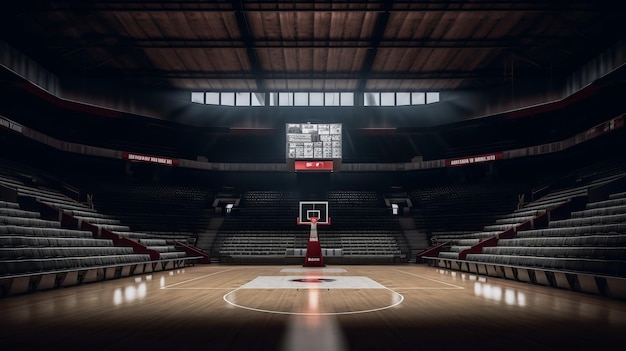 Stade de basket illuminé Illustration AI GenerativexA