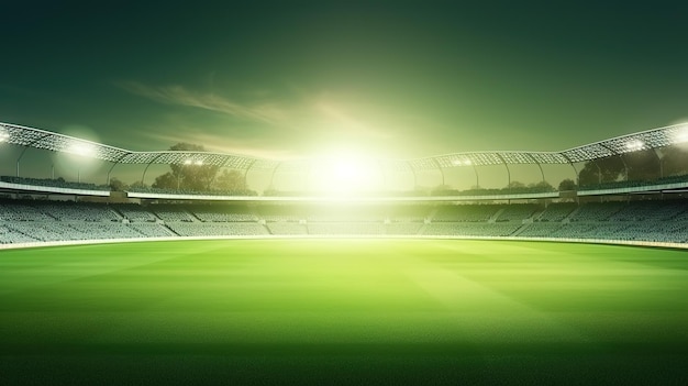 Stade de cricket en lumières et flashs Ai générative