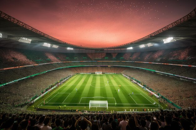 Stade de football bondé, dynamique et passionnant, IA générative