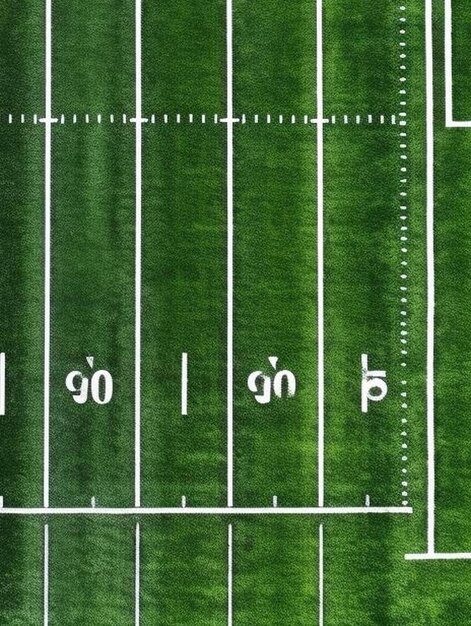 Photo stade de football avec de l'herbe vert vif et des marques de ligne blanche