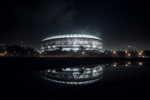 Stade de football la nuit généré par l'IA