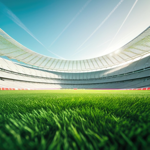 Stade de football avec terrain vert AI générative