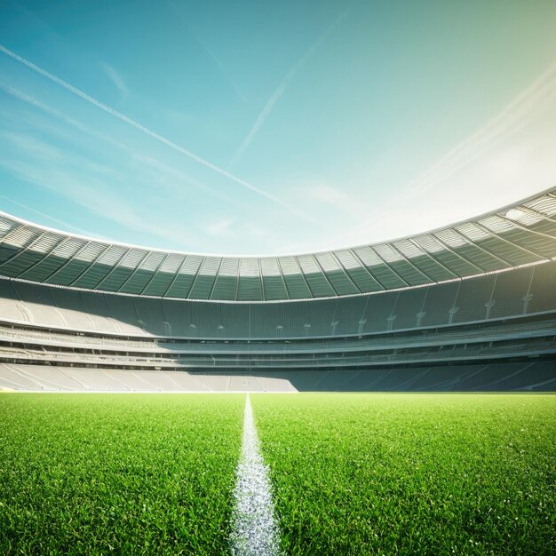 Photo stade de football avec terrain vert ai générative