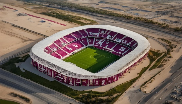 Photo un stade avec un logo rouge et blanc sur le côté