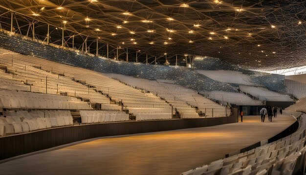 Photo un stade avec une lumière éclairée