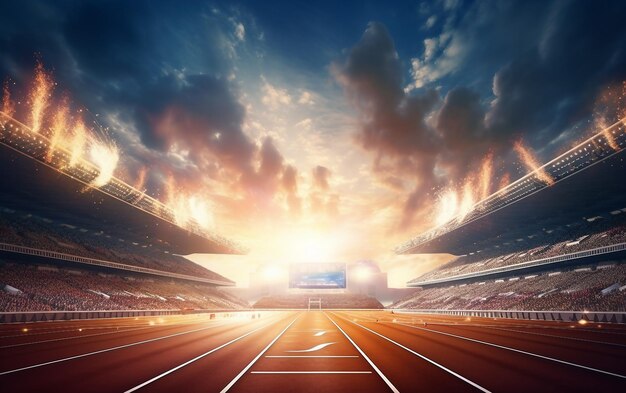 Photo un stade avec un panneau d'affichage au sommet