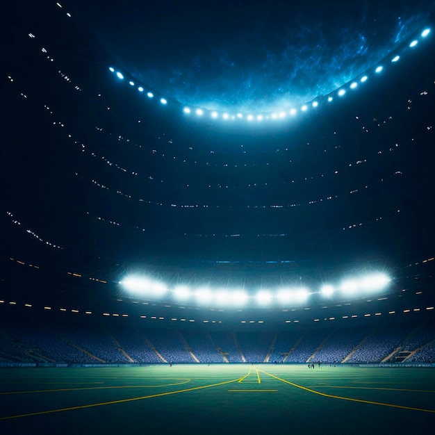 Un stade avec un stade et des lumières