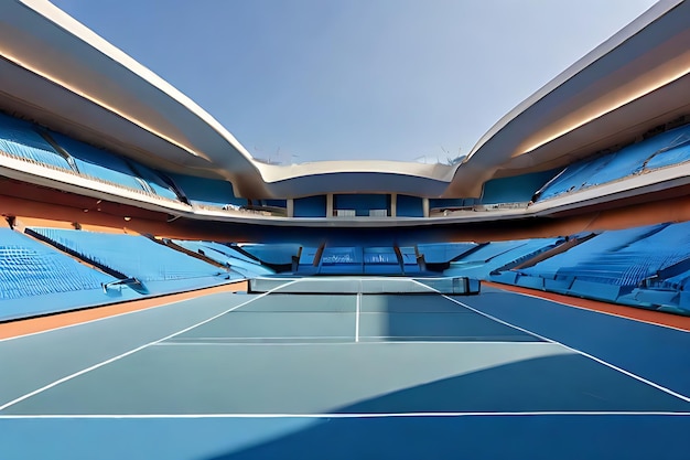 stade de tennis de couleur bleue