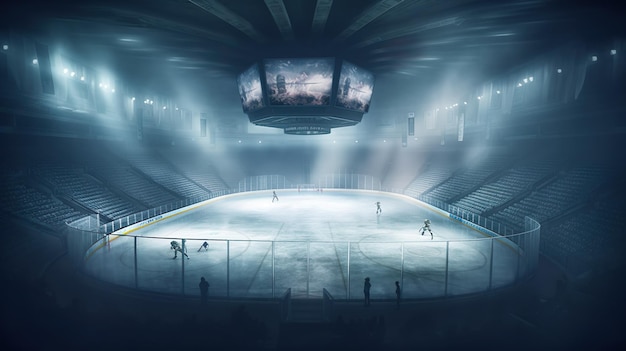 Photo stade de terrain vide d'arène de sport de patinoire de hockey