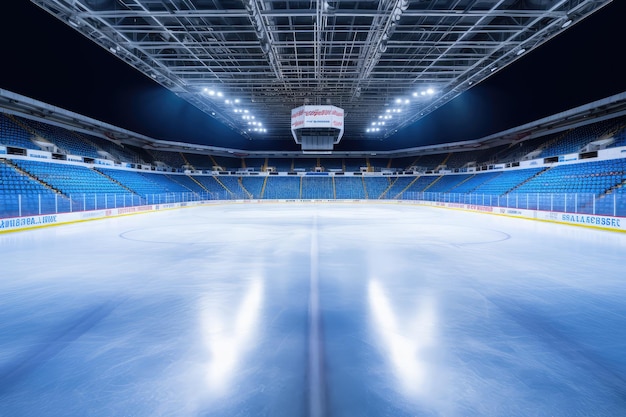 Stade de terrain vide d'arène de sport de patinoire de hockey