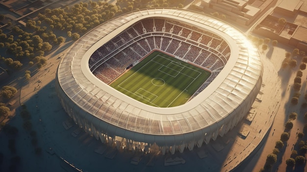 Un stade avec une vue de dessus