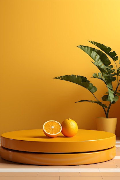 Staging du produit avec des fruits d'orange