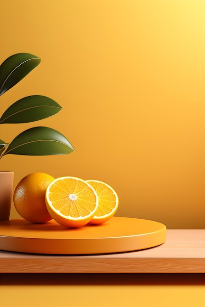 Staging du produit avec des fruits d'orange