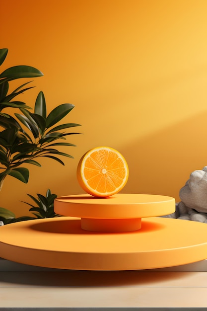 Staging du produit avec des fruits d'orange