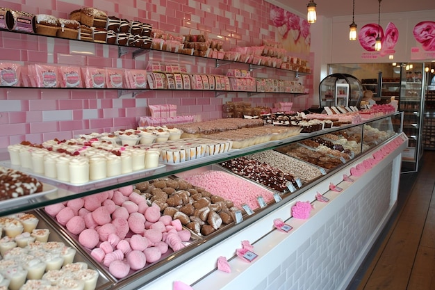 Photo stand de boulangerie avec desserts sucrés