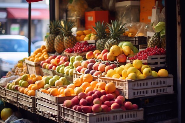 Photo stand de fruits et légumes