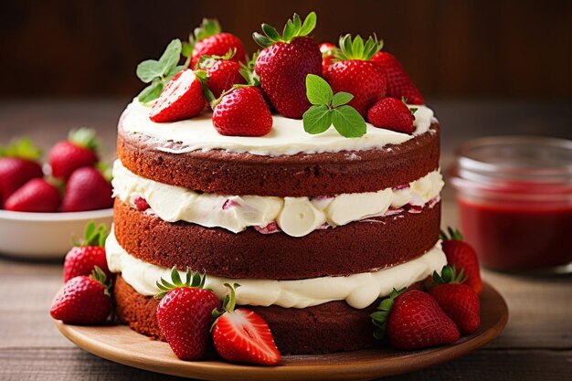 Un stand de gâteau rempli de tranches de gâteau de velours rouge