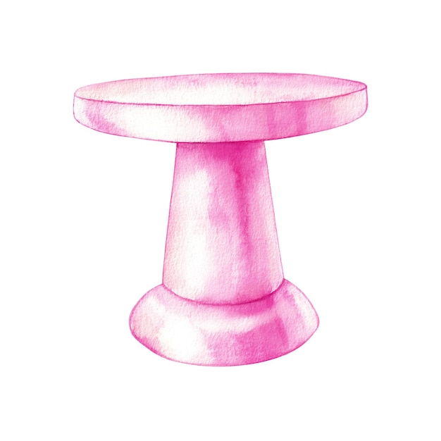 Stand de gâteau rose aquarelle sur fond blanc
