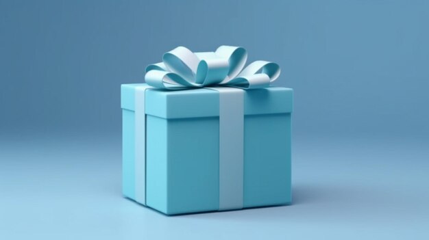 Stand de maquette d'affichage de la boîte à cadeaux bleue blanche Ai Generative