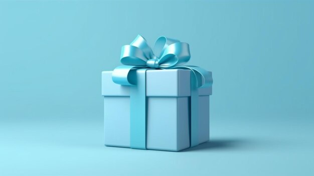 Stand de maquette d'affichage de la boîte à cadeaux bleue blanche Ai Generative