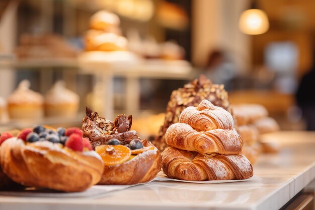 Photo stand de pâtisseries dans une pâtisserie