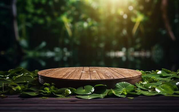 Photo stand de podium pour cosmétiques naturels avec éclairage cinématographique