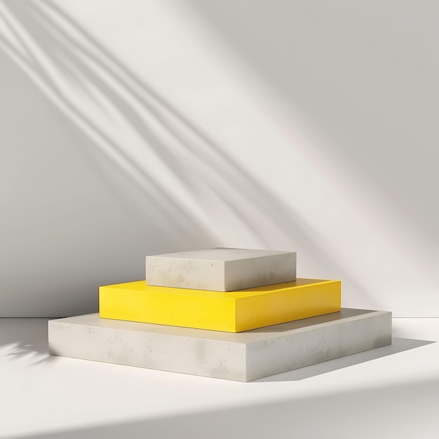 Photo stand de produits en béton rectangulaire minimaliste avec une idée de mise en page minimale isolée propre et simple