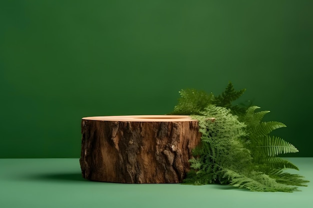 Stand de scène en planche de bois sur fond forestier tropical pour le placement de produits