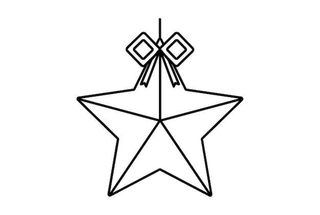 Star xmas line icon minimaliste noël symbole art noir plat signe oeuvre